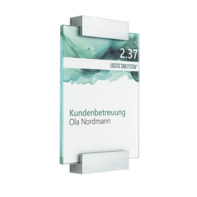 Tuerschild VITRUM A Glasschild mit  Alu für Buero